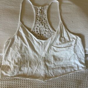 Aerie White Lace Racerback Tank Top
